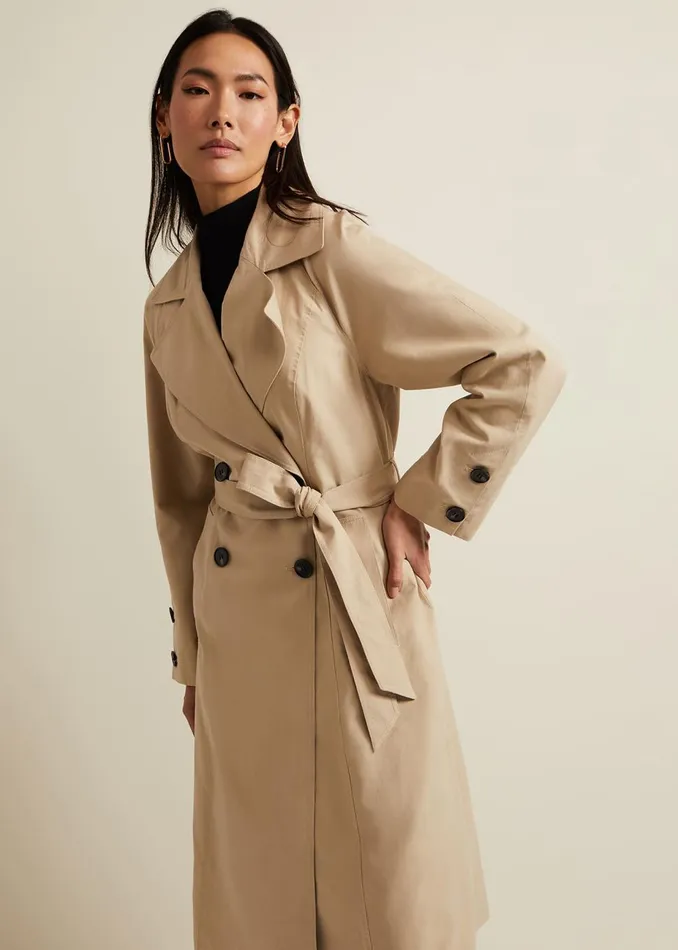 Women Phase Eight Coats Sandy Button Detail Trench Camel