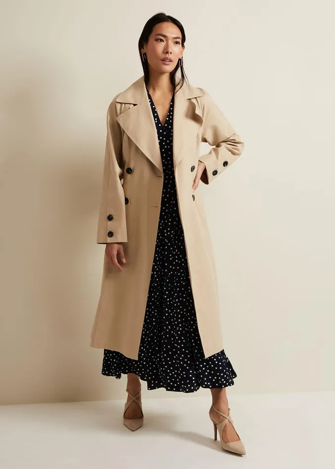 Women Phase Eight Coats Sandy Button Detail Trench Camel
