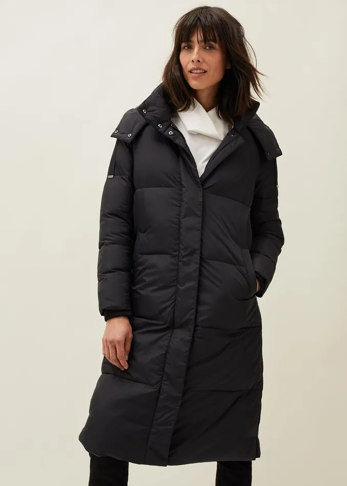Women Phase Eight Coats Shona Midi Quilted Puffer Coat Black