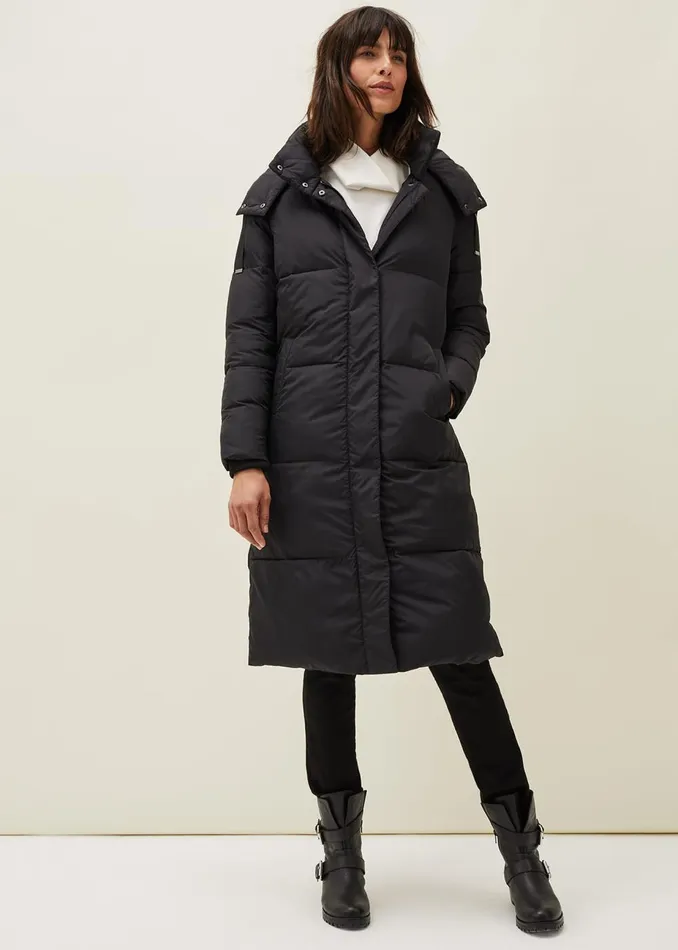Women Phase Eight Coats Shona Midi Quilted Puffer Coat Black