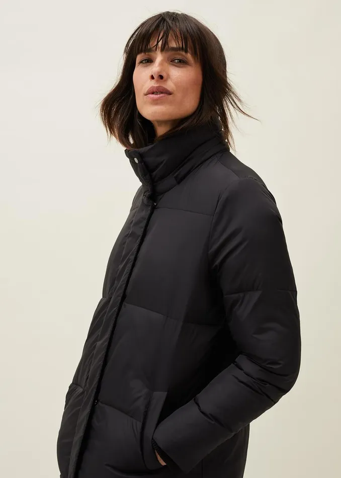 Women Phase Eight Coats Shona Midi Quilted Puffer Coat Black