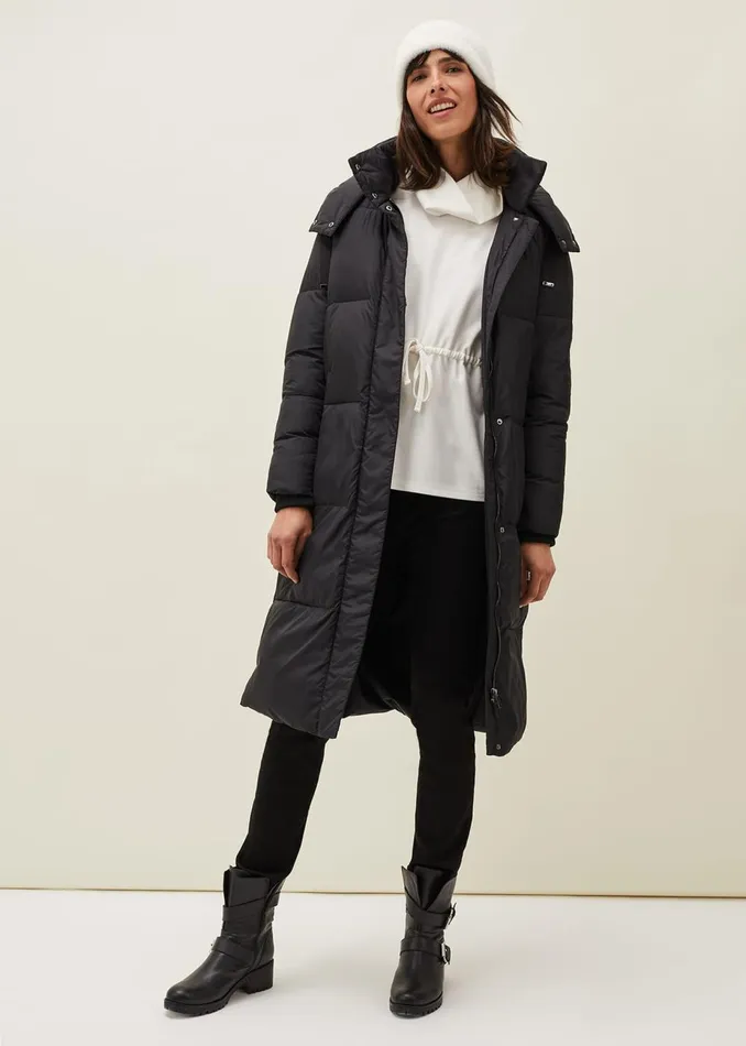 Women Phase Eight Coats Shona Midi Quilted Puffer Coat Black