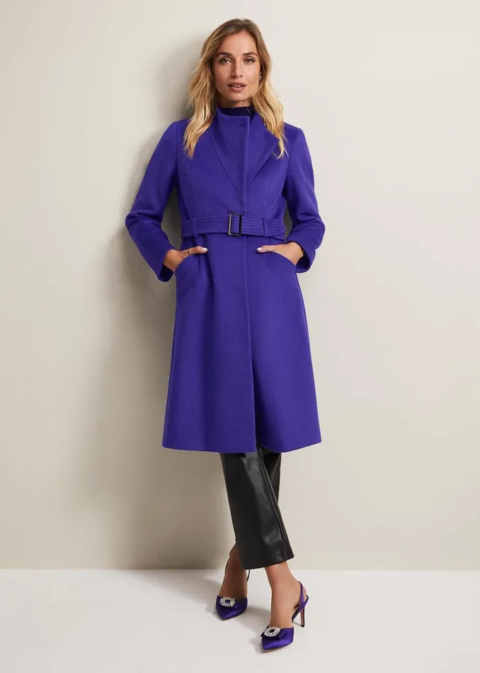 Women Phase Eight Coats Susanna Purple Wool Coat Purple