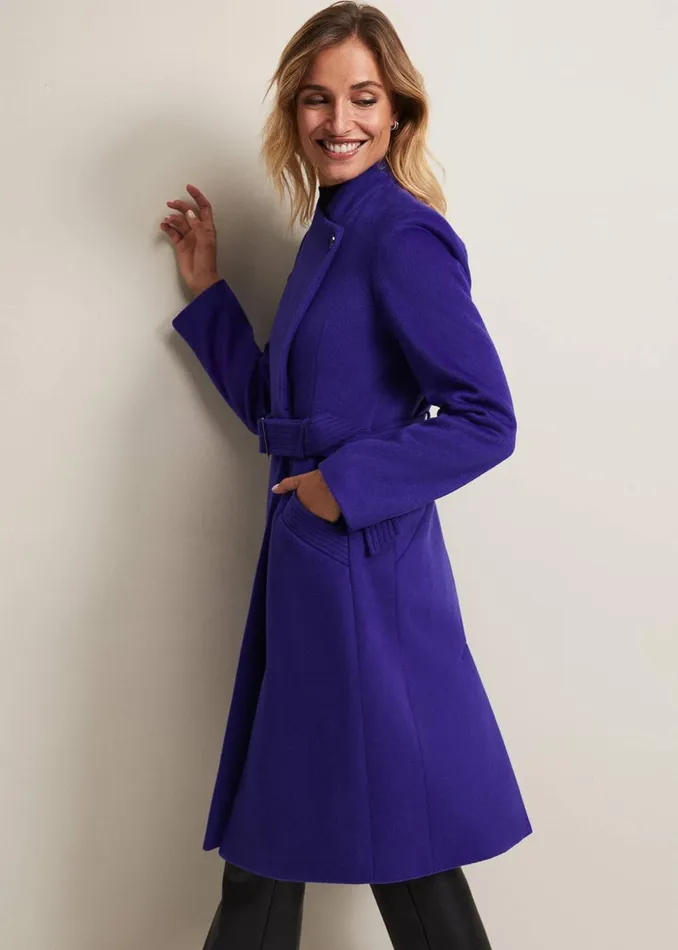 Women Phase Eight Coats Susanna Purple Wool Coat Purple