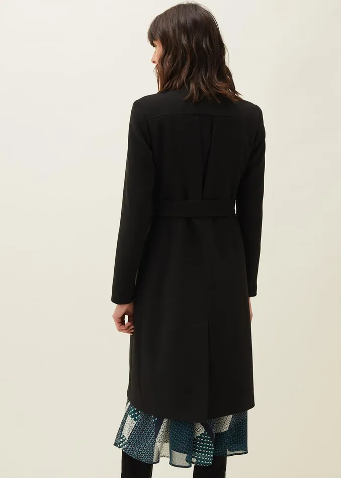 Women Phase Eight Coats Susie Collarless Wrap Coat Black