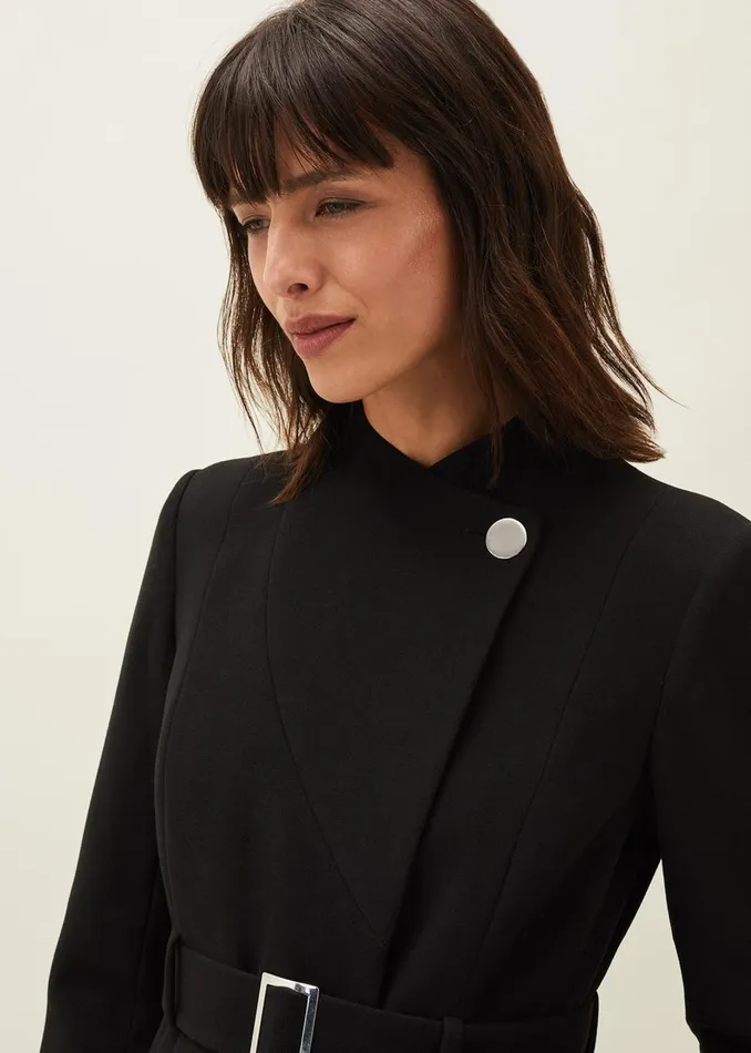 Women Phase Eight Coats Susie Collarless Wrap Coat Black