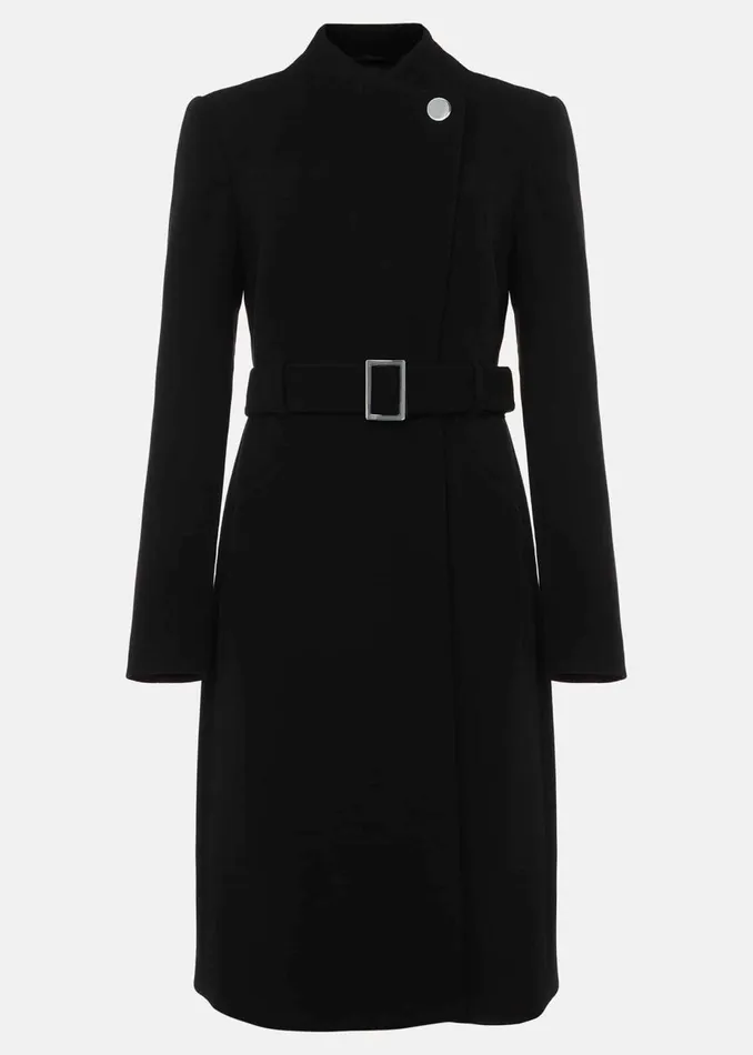 Women Phase Eight Coats Susie Collarless Wrap Coat Black
