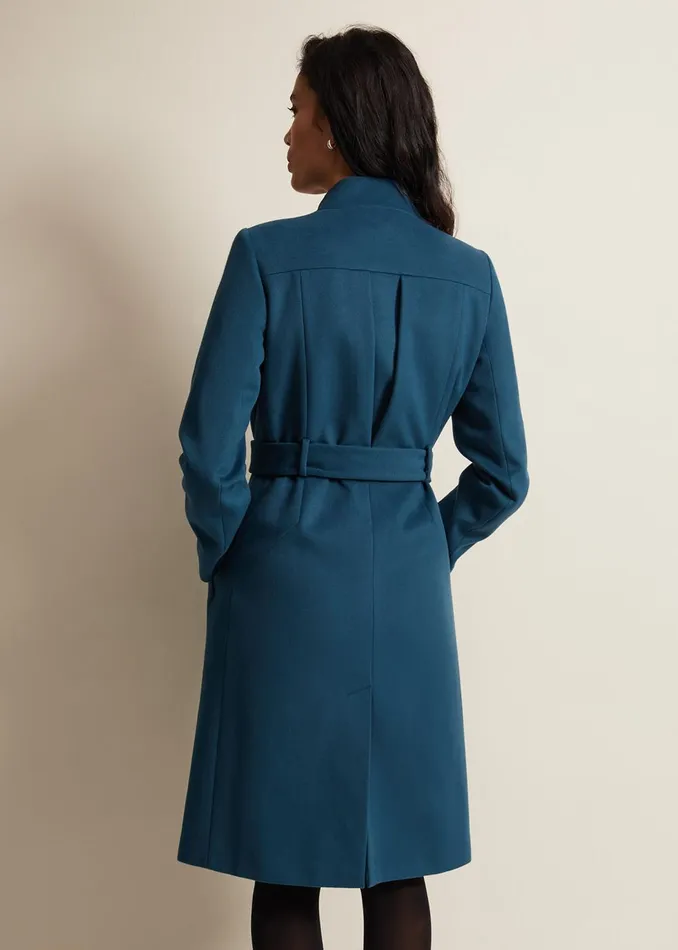 Women Phase Eight Coats Susie Collarless Wrap Coat Petrol