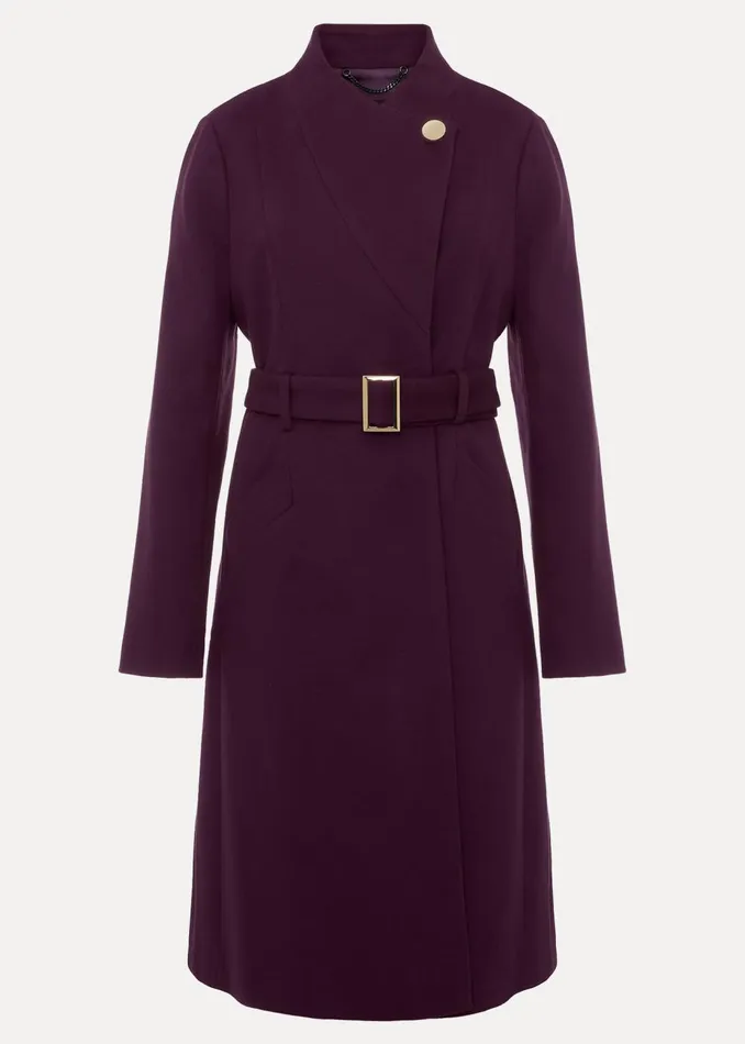 Women Phase Eight Coats Susie Collarless Wrap Coat Plum