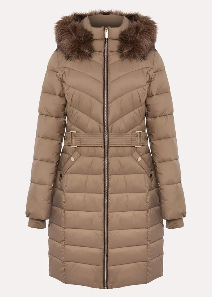 Women Phase Eight Coats Synthia High Shine Midi Puffer Stone