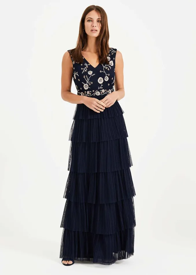Women Phase Eight Collection 8 Dresses Cordelia Tiered Maxi Dress Navy