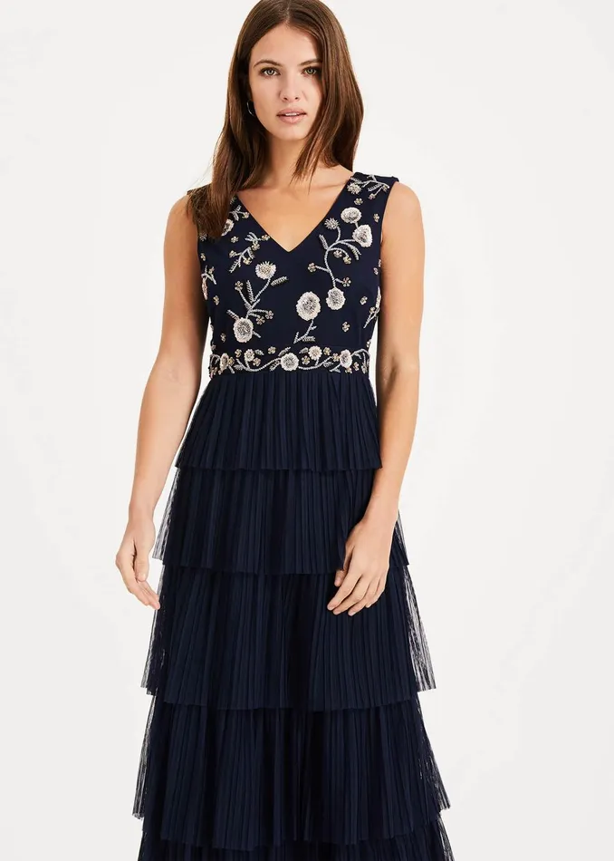 Women Phase Eight Collection 8 Dresses Cordelia Tiered Maxi Dress Navy