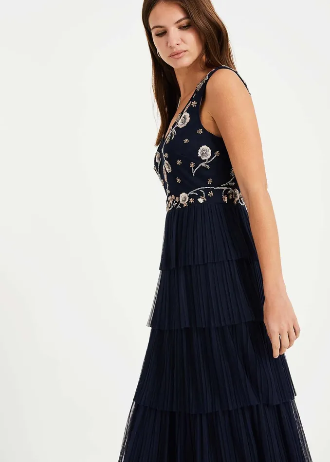 Women Phase Eight Collection 8 Dresses Cordelia Tiered Maxi Dress Navy
