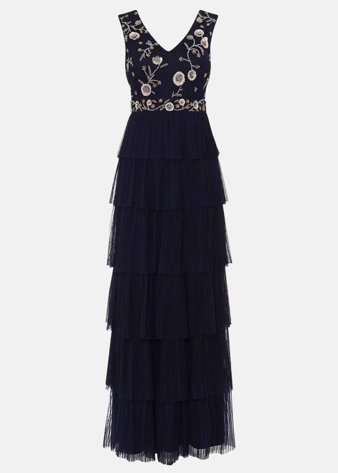 Women Phase Eight Collection 8 Dresses Cordelia Tiered Maxi Dress Navy