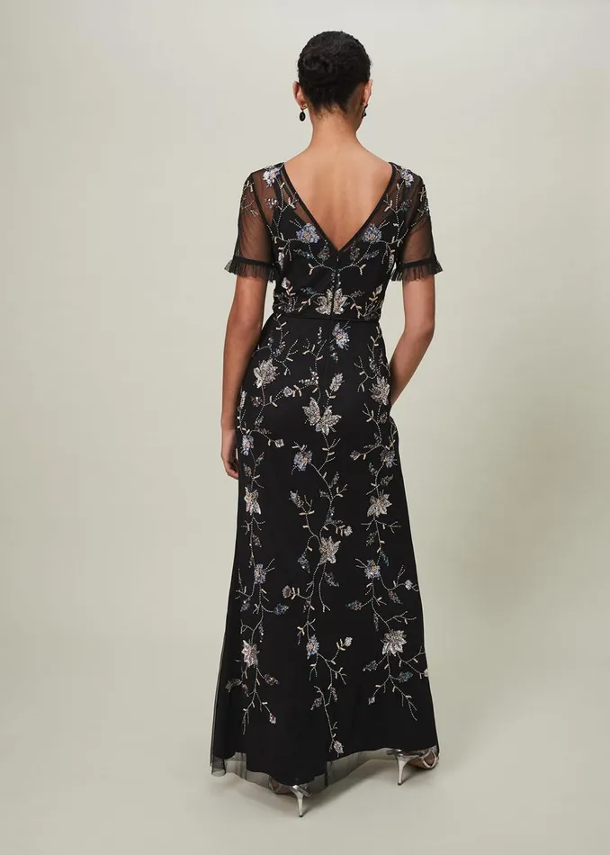 Women Phase Eight Collection 8 Dresses Sierra Sequin Floral Dress Black