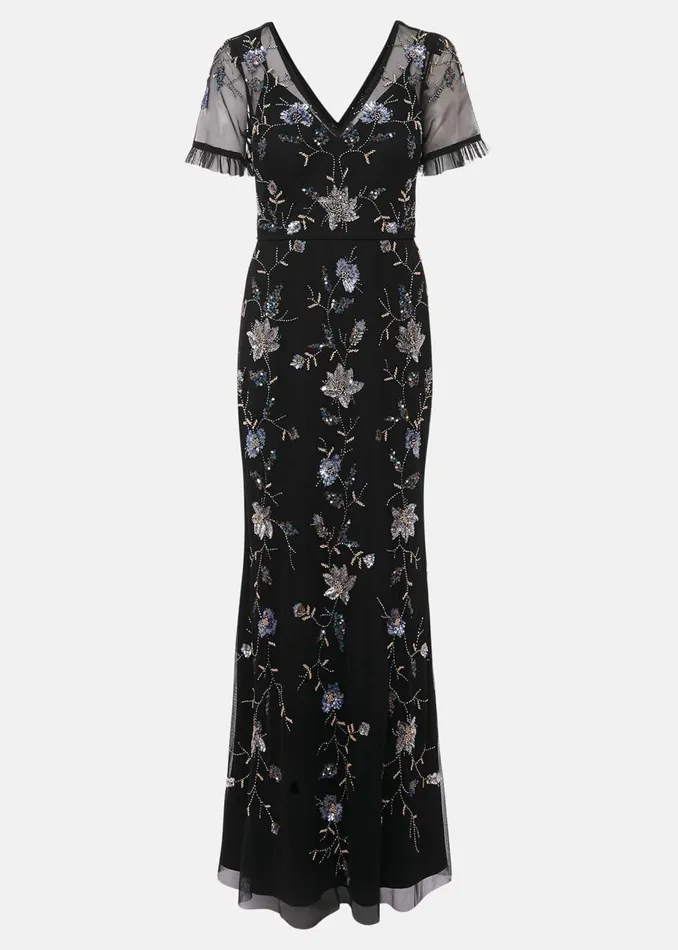 Women Phase Eight Collection 8 Dresses Sierra Sequin Floral Dress Black