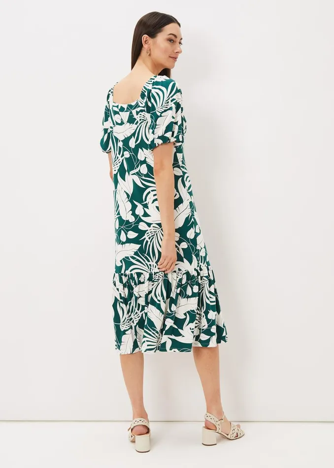 Women Phase Eight Day Dresses Aayra Palm Print Midaxi Dress Peacock