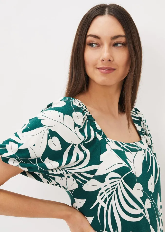 Women Phase Eight Day Dresses Aayra Palm Print Midaxi Dress Peacock