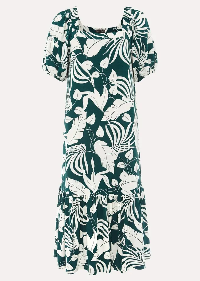 Women Phase Eight Day Dresses Aayra Palm Print Midaxi Dress Peacock