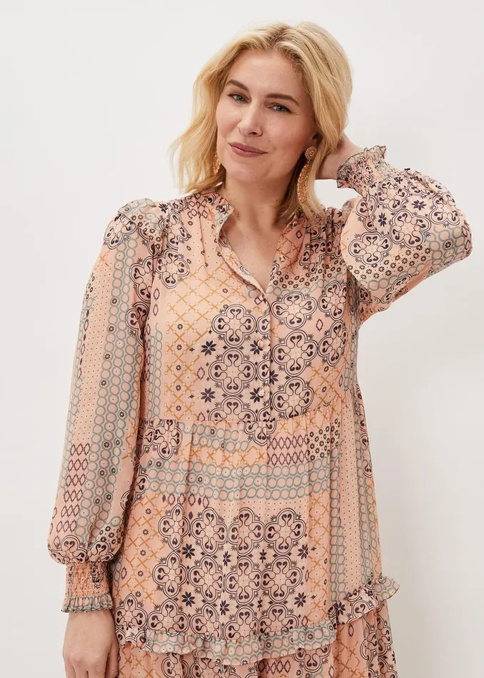 Women Phase Eight Day Dresses Ailsa Geometric Print Chiffon Midi Dress Pink Multi