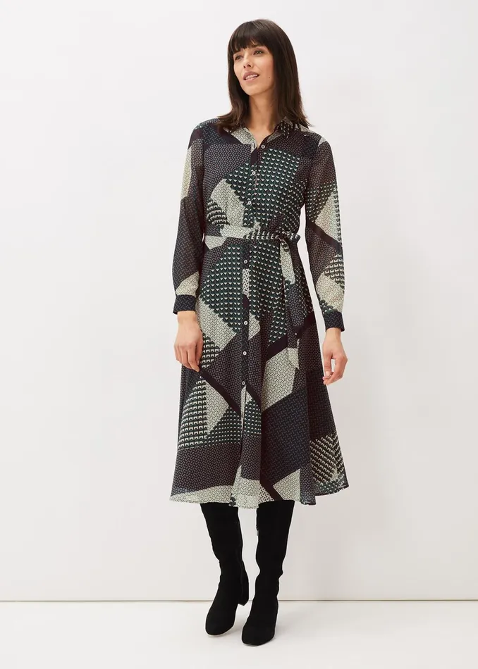Women Phase Eight Day Dresses Alaina Print Shirt Dress Navymulti