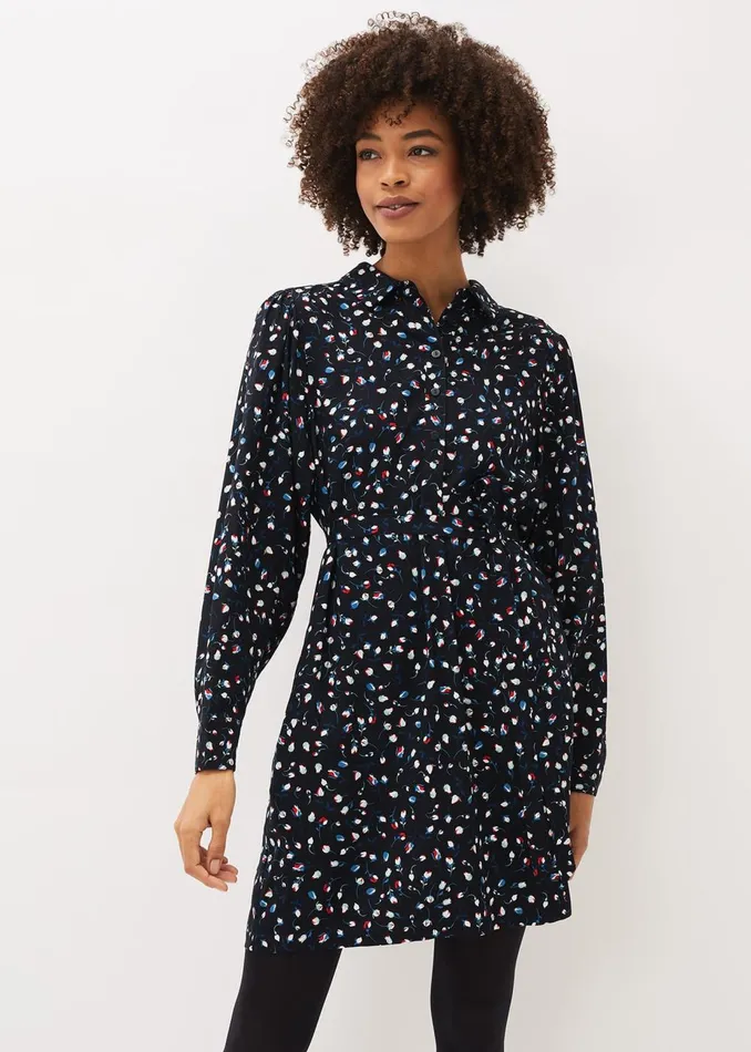 Women Phase Eight Day Dresses Alexandra Ditsy Print Shirt Dress Navyivory