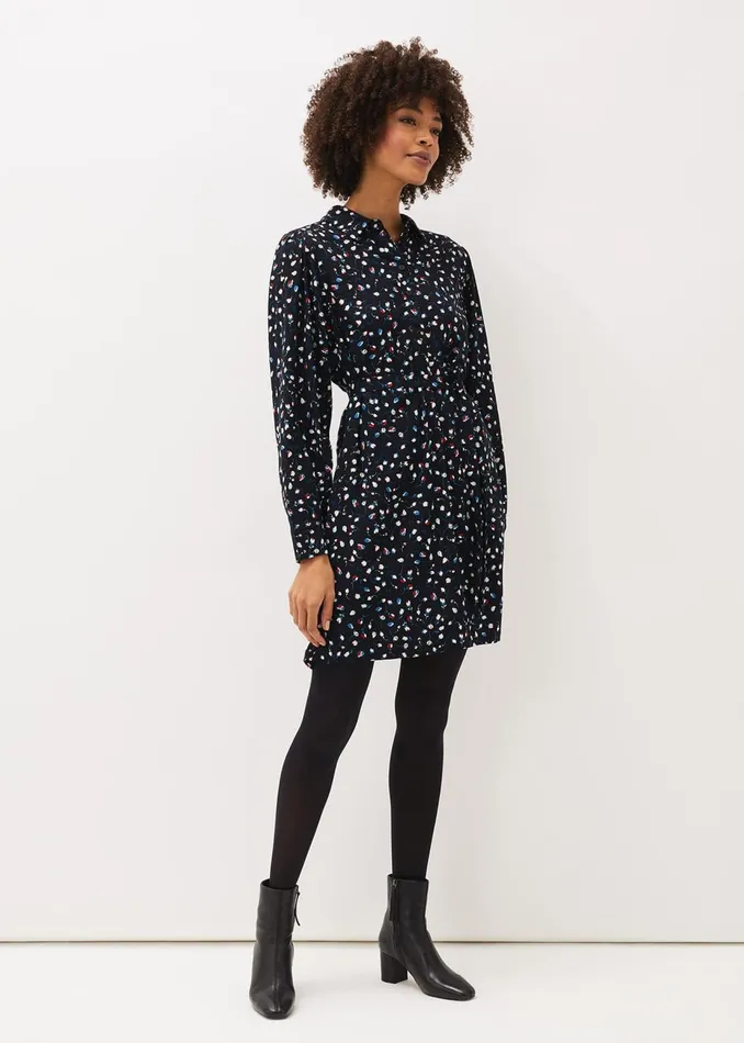 Women Phase Eight Day Dresses Alexandra Ditsy Print Shirt Dress Navyivory