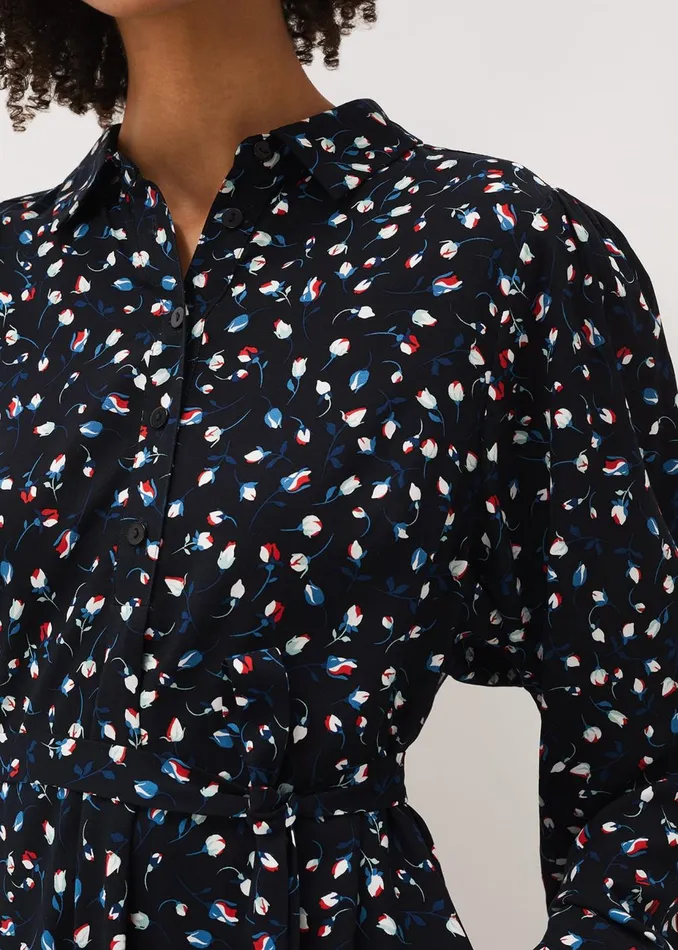 Women Phase Eight Day Dresses Alexandra Ditsy Print Shirt Dress Navyivory