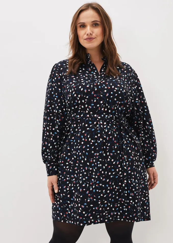 Women Phase Eight Day Dresses Alexandra Ditsy Print Shirt Dress Navyivory