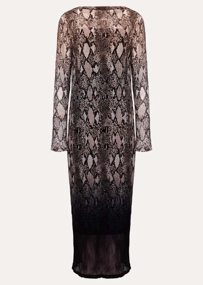 Women Phase Eight Day Dresses Alix Ombre Snake Midi Mesh Dress Brown