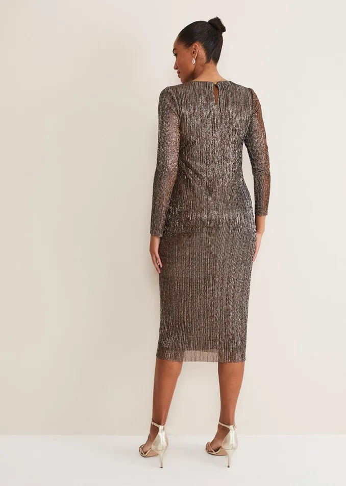 Women Phase Eight Day Dresses Alix Plisse Dress Bronze
