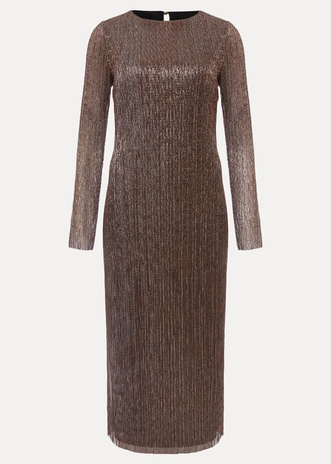 Women Phase Eight Day Dresses Alix Plisse Dress Bronze