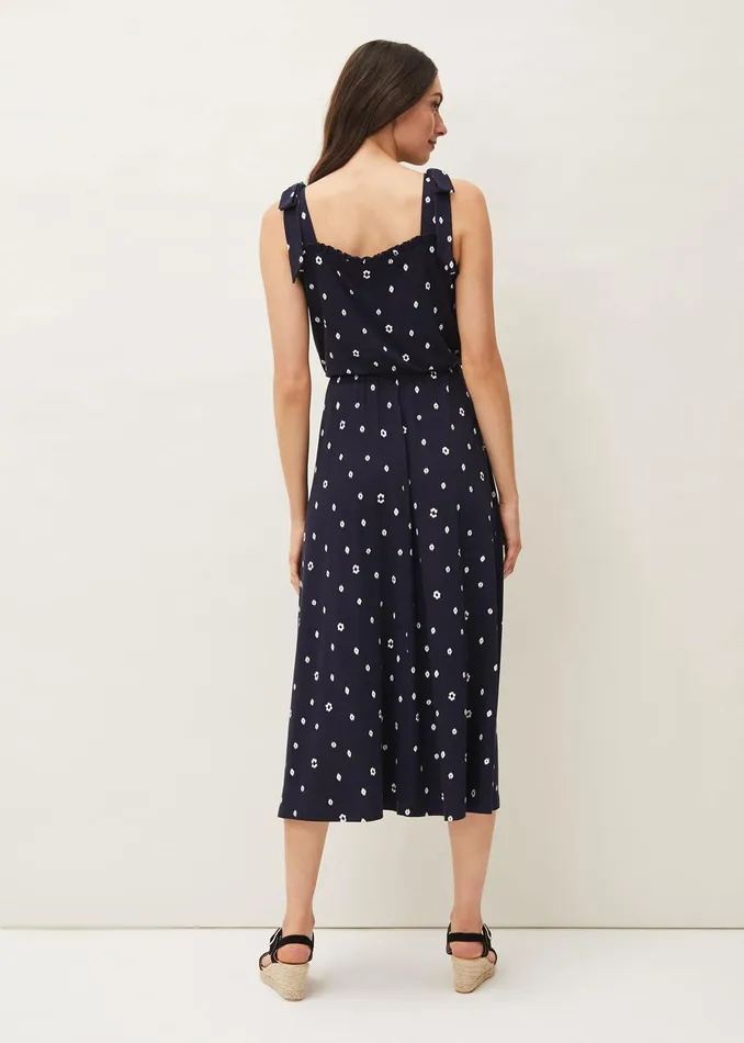 Women Phase Eight Day Dresses Allanna Floral Midi Dress Navy