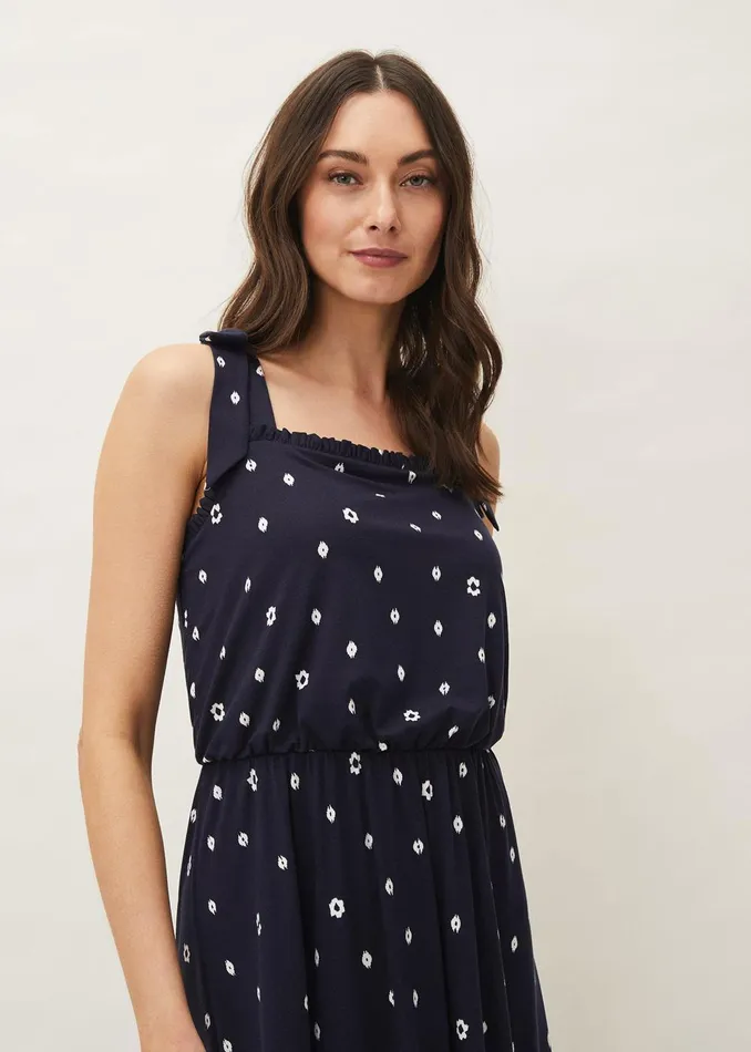 Women Phase Eight Day Dresses Allanna Floral Midi Dress Navy