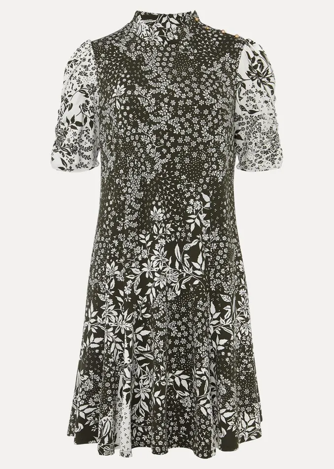 Women Phase Eight Day Dresses Alva Mixed Print Dress Khakiivory