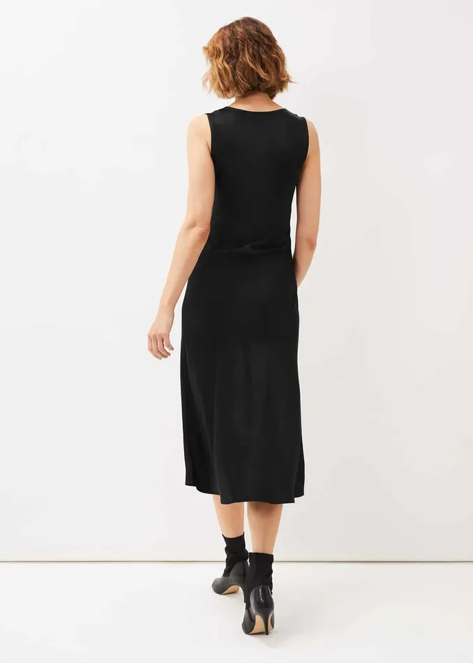 Women Phase Eight Day Dresses Amabella Sleeveless Satin Midi Dress Black