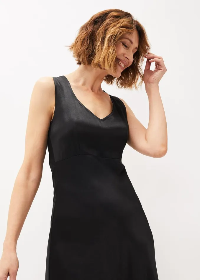 Women Phase Eight Day Dresses Amabella Sleeveless Satin Midi Dress Black