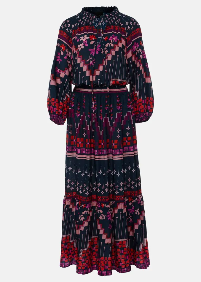 Women Phase Eight Day Dresses Asa Tile Print Midaxi Dress Navypink