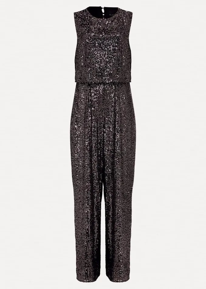 Women Phase Eight Day Dresses Aubrey Sequin Wide Leg Jumpsuit Gunmetal