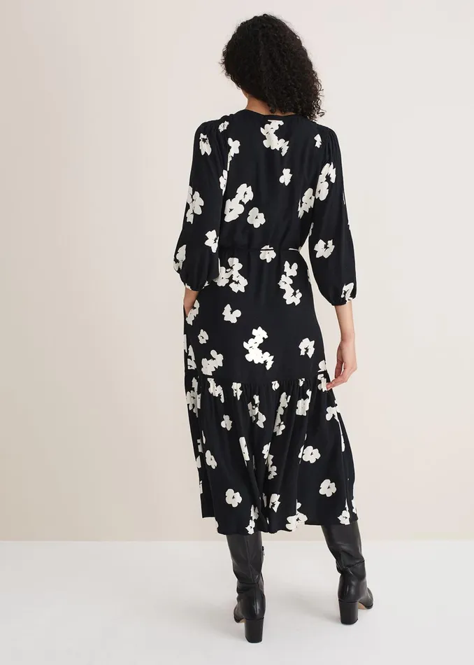 Women Phase Eight Day Dresses Ava Geo Print Midaxi Dress Blackivory