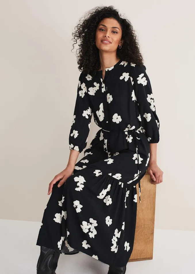 Women Phase Eight Day Dresses Ava Geo Print Midaxi Dress Blackivory