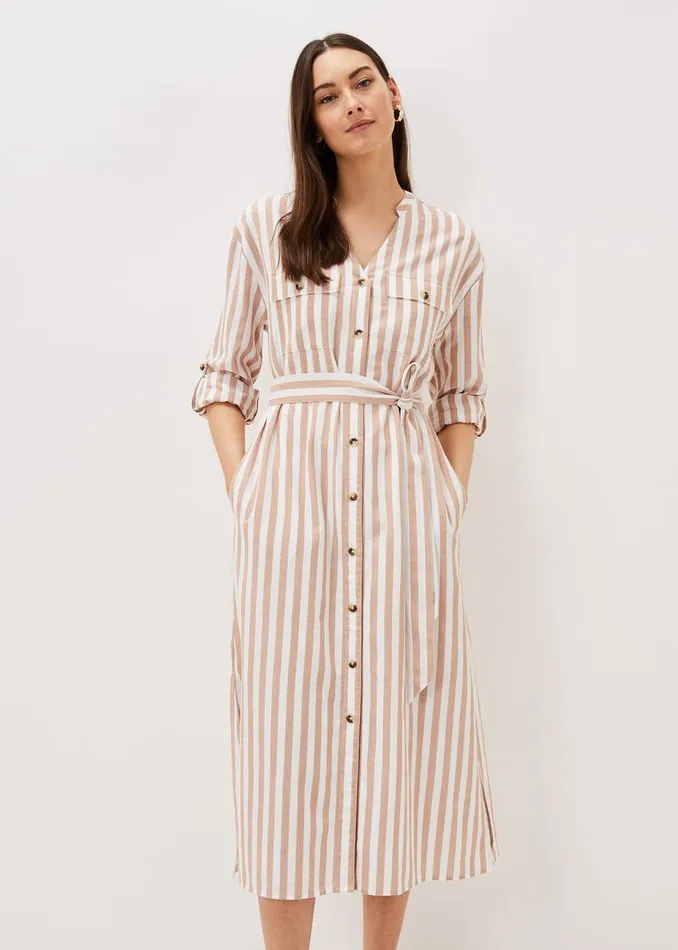 Women Phase Eight Day Dresses Ayden Stripe Dress Stonewhite