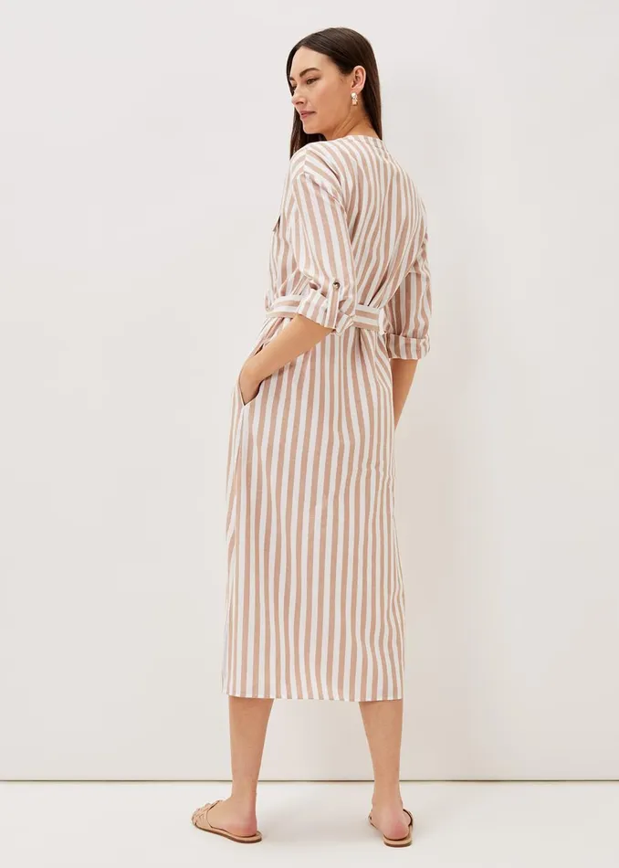Women Phase Eight Day Dresses Ayden Stripe Dress Stonewhite