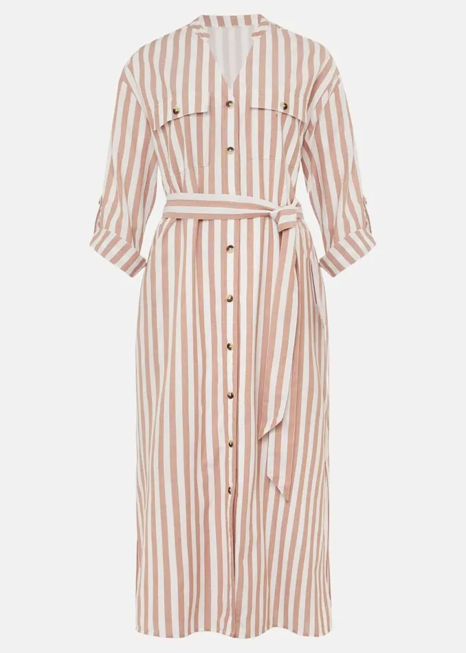 Women Phase Eight Day Dresses Ayden Stripe Dress Stonewhite