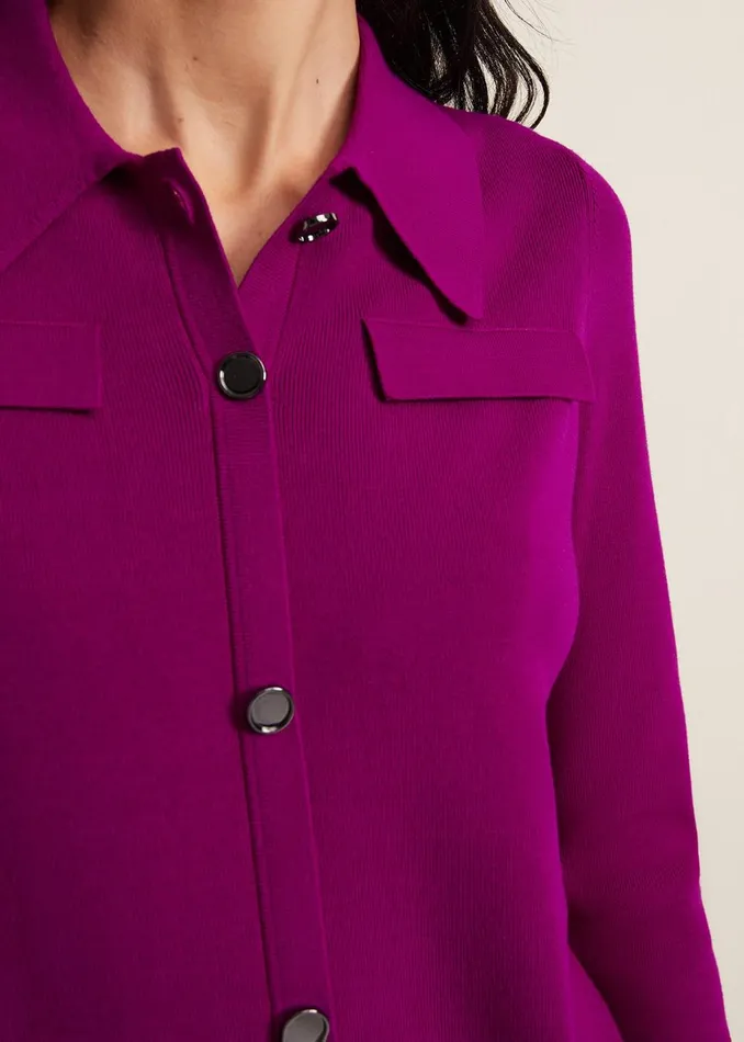 Women Phase Eight Day Dresses Azealia Fine Knit Collared Tunic Dress Purple
