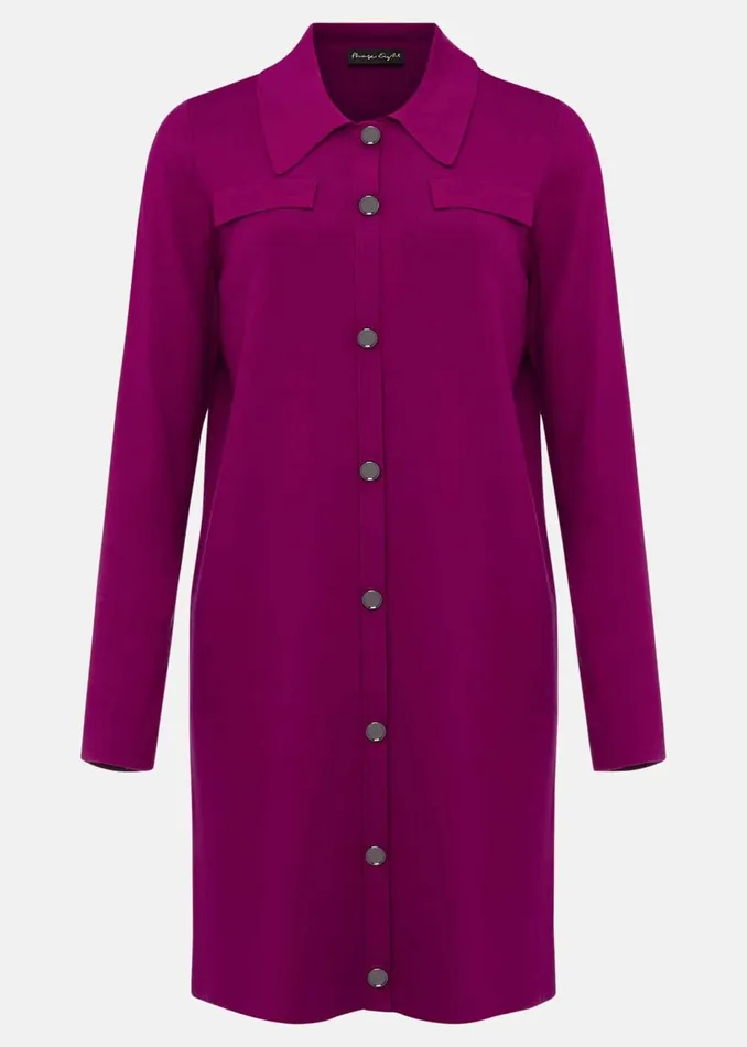 Women Phase Eight Day Dresses Azealia Fine Knit Collared Tunic Dress Purple