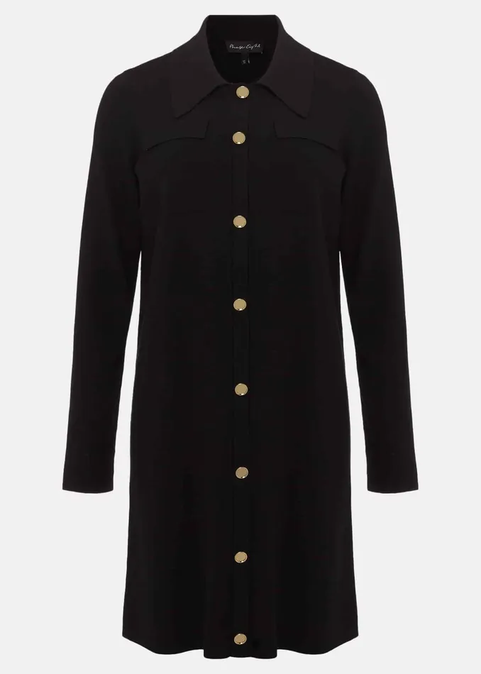 Women Phase Eight Day Dresses Azealia Fine Knit Tunic Mini Dress Black