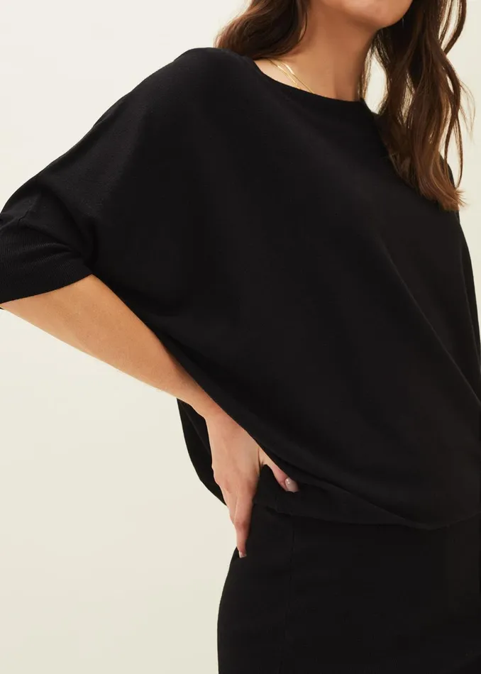 Women Phase Eight Day Dresses Becca Batwing Knitted Dress Black
