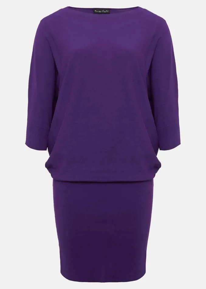 Women Phase Eight Day Dresses Becca Purple Batwing Mini Dress Purple