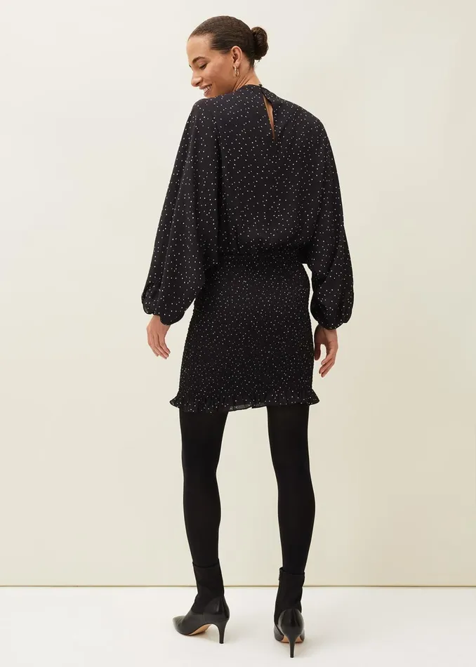 Women Phase Eight Day Dresses Becca Spot Print Dress Blackivory